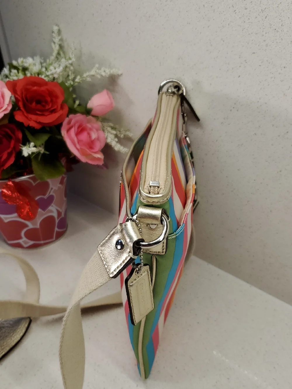 COACH Rainbow Stripe Crossbody Bag